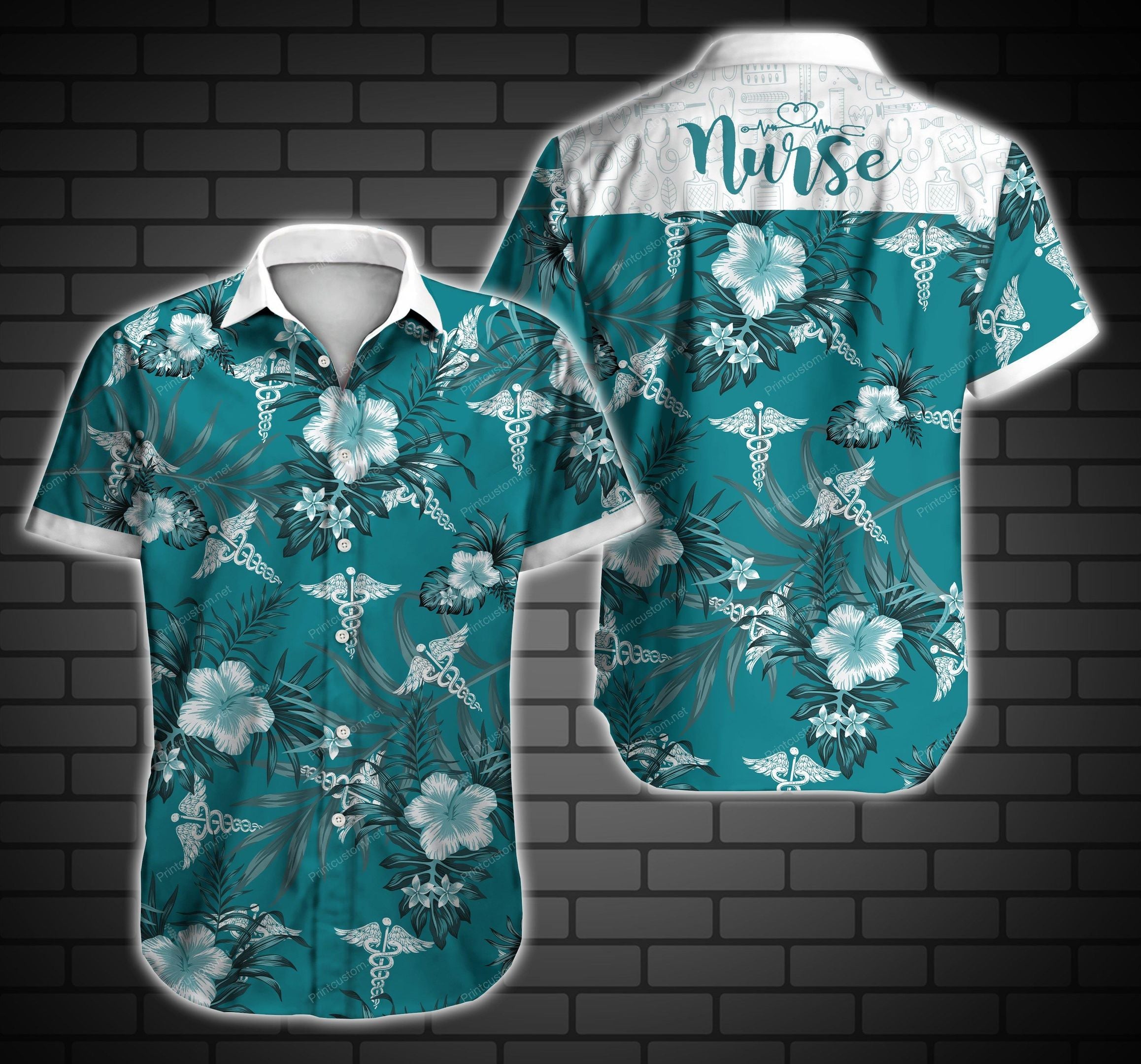 Tlab Nurse Hawaii Shirt Summer Button Up Shirt For Men Beach Wear Shorts Sleeve Hawaii Shirt Hawaiian Shorts Beach Short Sleeve{Size}