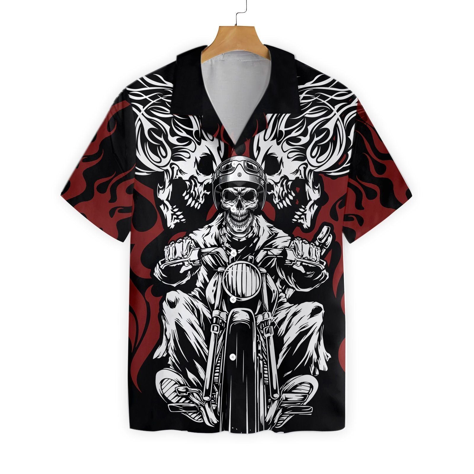 Skull Rider Motorcycle Ez20 0503 Hawaiian Aloha Shirt Hawaiian Shorts Beach Short Sleeve{Size}