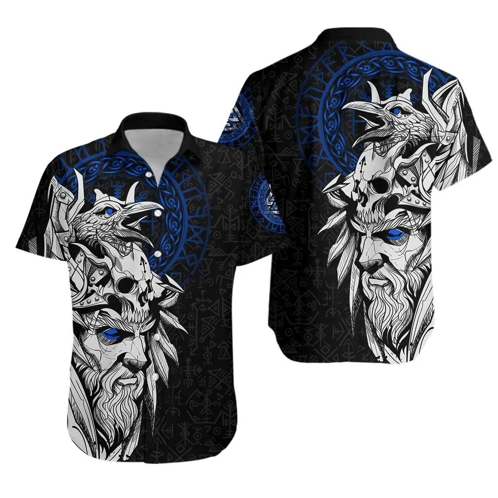 Vikings Odin And Raven Blue Hawaiian Aloha Shirt Unisex Shorts Sleeve Colorful Hw3300 Hawaiian Shorts Beach Short Sleeve{Size}