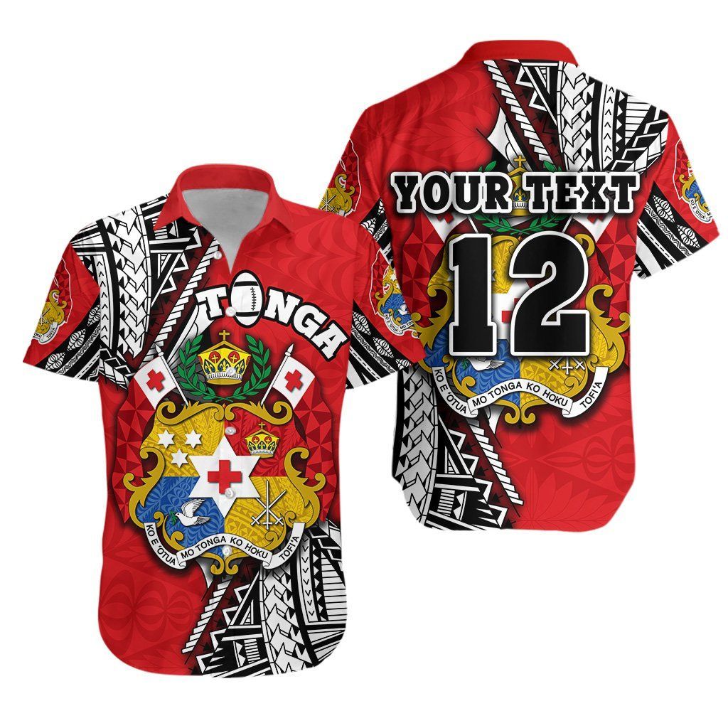 Tonga Rugby Hawaiian Aloha Shirt Polynesian Style Pinwheel Custom Text And Number Th12 Hawaiian Shorts Beach Short Sleeve{Size}