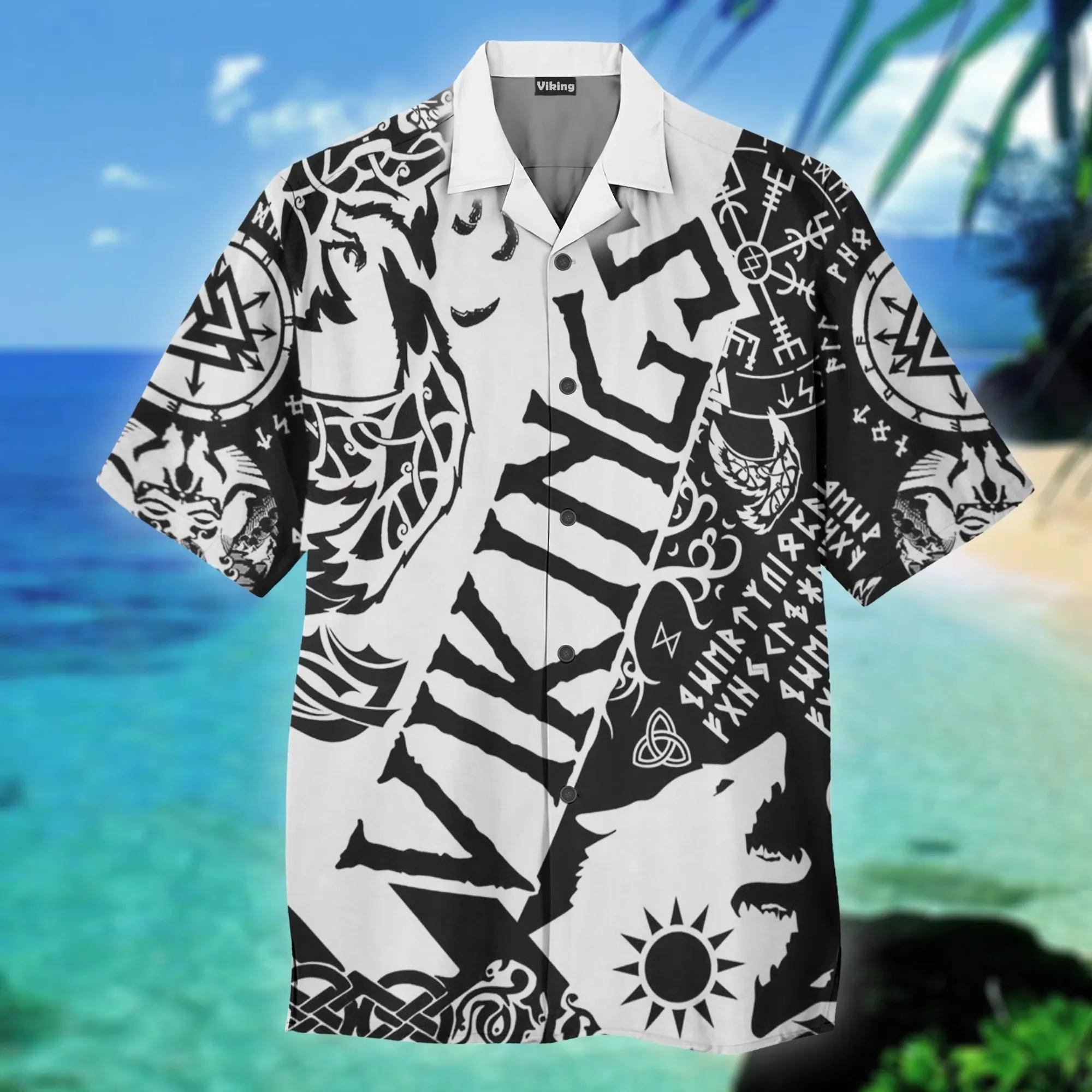 Vikings Tattoo Hawaiian Aloha Shirt Unisex Shorts Sleeve Colorful Hw2844 Hawaiian Shorts Beach Short Sleeve{Size}