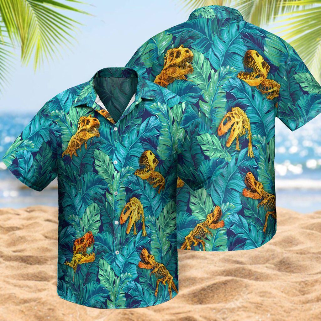 Tropical Dinosaur Hawaiian Aloha Shirt Unisex Shorts Sleeve Colorful Hw3091 Hawaiian Shorts Beach Short Sleeve{Size}