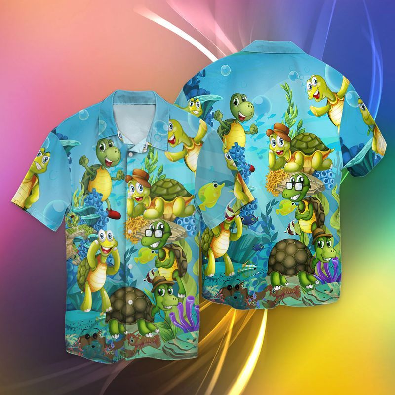 Turtle Hawaiian Aloha Shirt Unisex Shorts Sleeve Colorful Hw3121 Hawaiian Shorts Beach Short Sleeve{Size}