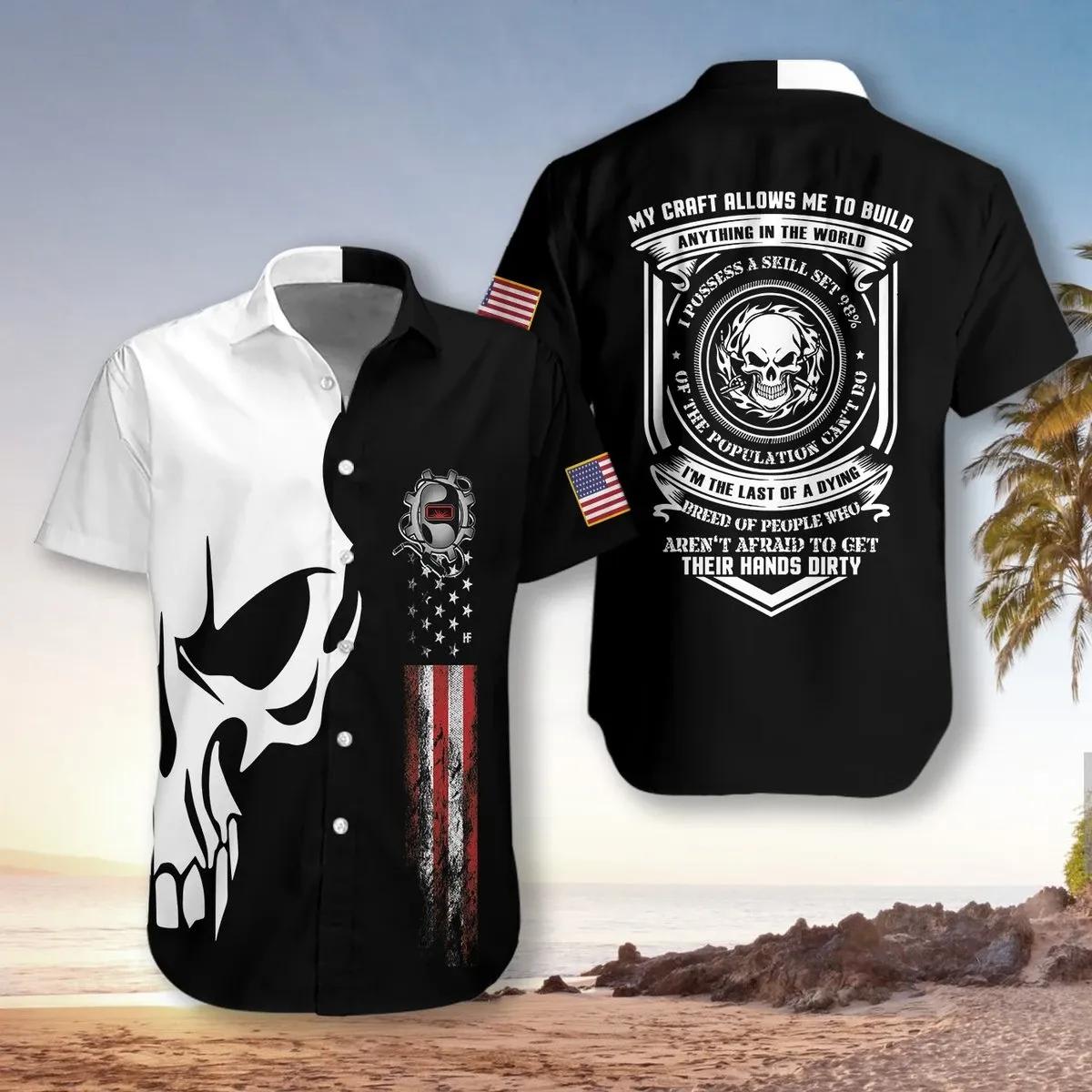 Welder Proud Skull Hawaiian Aloha Shirt Unisex Shorts Sleeve Colorful Hw3056 Hawaiian Shorts Beach Short Sleeve{Size}