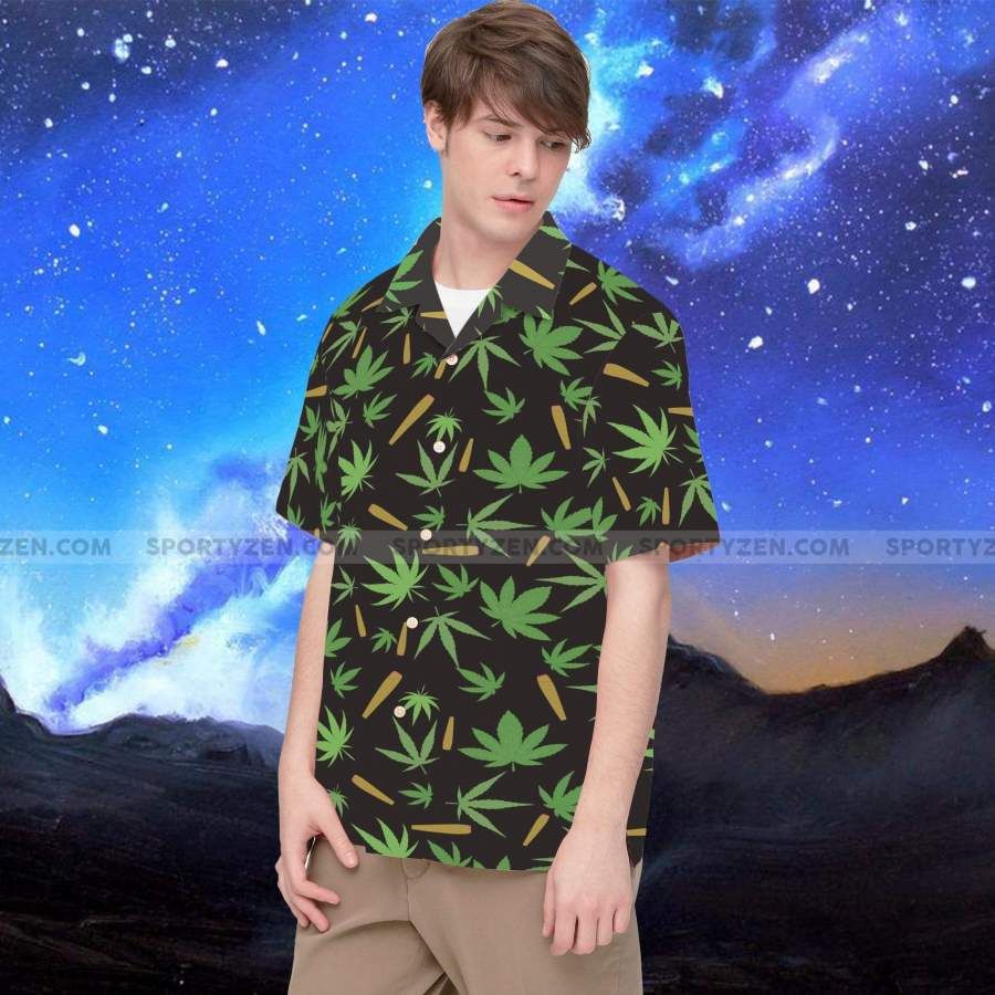 Weed Cigarette Tropical Hawaiian Aloha Aloha Shirts #178V Hawaiian Shorts Beach Short Sleeve{Size}