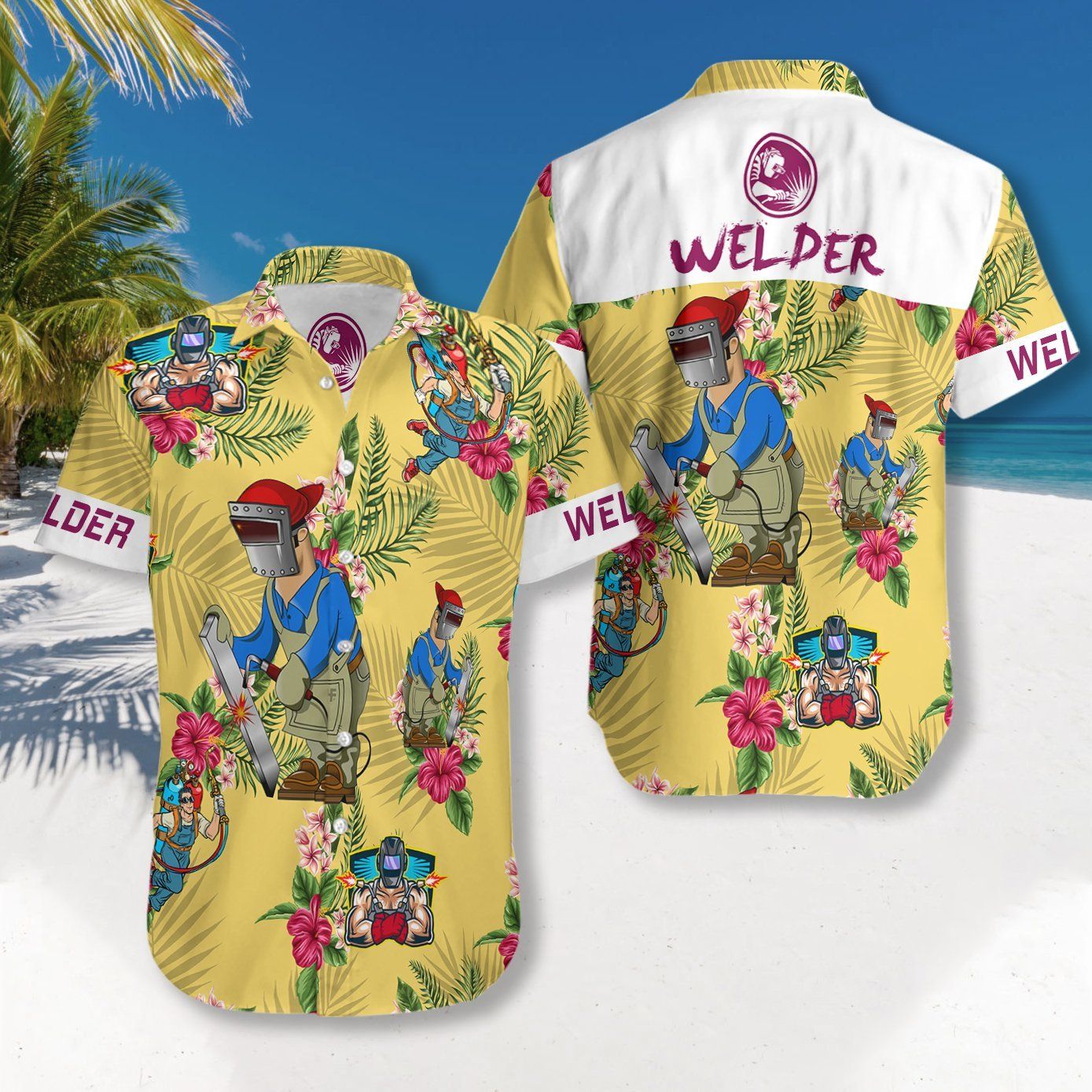 Welder Ez15 1508 Hawaiian Aloha Shirt Hawaiian Shorts Beach Short Sleeve{Size}