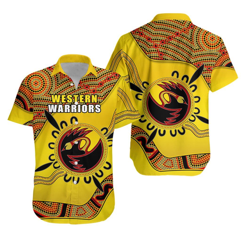 Western Warriors Hawaiian Aloha Shirt Indigenous Australian Cricket K13 Hawaiian Shorts Beach Short Sleeve{Size}