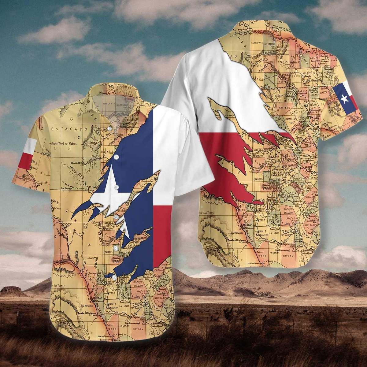 Texas Flag And Map Hawaiian Aloha Shirt Unisex Shorts Sleeve Colorful Hw2606 Hawaiian Shorts Beach Short Sleeve{Size}