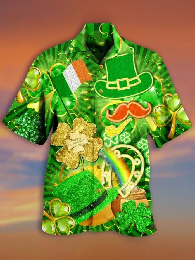 St Patrick'S Day Hawaiian Aloha Shirt Unisex Shorts Sleeve Colorful Hw2379 Hawaiian Shorts Beach Short Sleeve{Size}