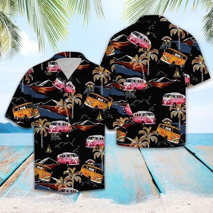 Tropical Hippie Car Hawaiian Aloha Shirt Unisex Shorts Sleeve Colorful Hw1406 Hawaiian Shorts Beach Short Sleeve{Size}