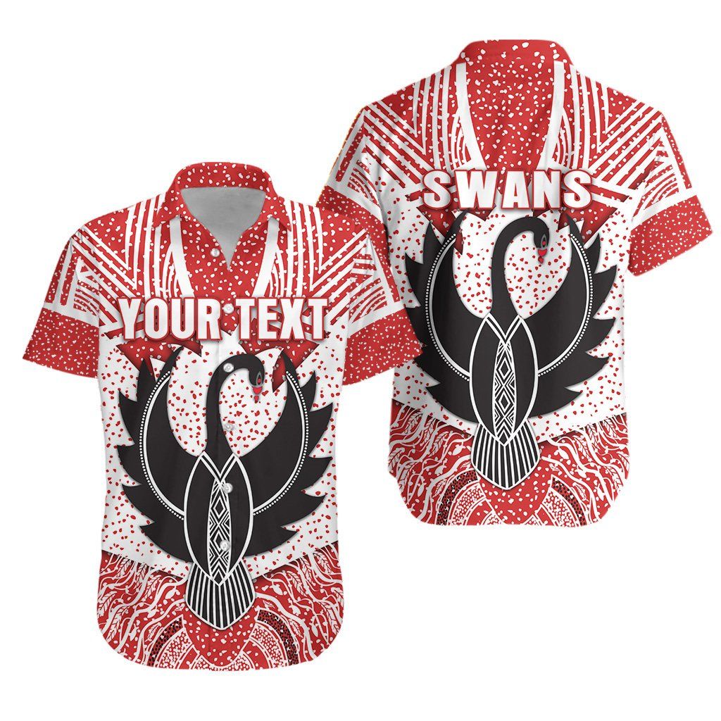 Sydney Hawaiian Aloha Shirt Indigenous Swans K8 Hawaiian Shorts Beach Short Sleeve{Size}