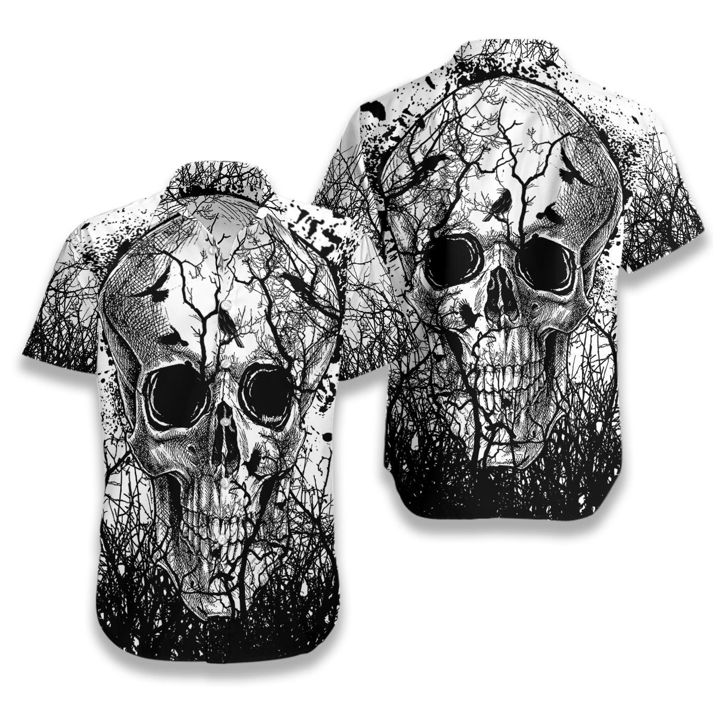 Skull Crow Ez02 0607 Hawaiian Aloha Shirt Hawaiian Shorts Beach Short Sleeve{Size}