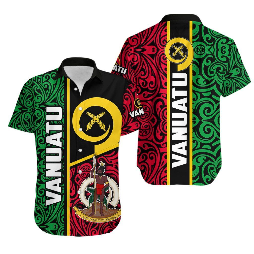 Vanuatu Rugby Hawaiian Aloha Shirt Polynesian Flag Style Th4 Hawaiian Shorts Beach Short Sleeve{Size}