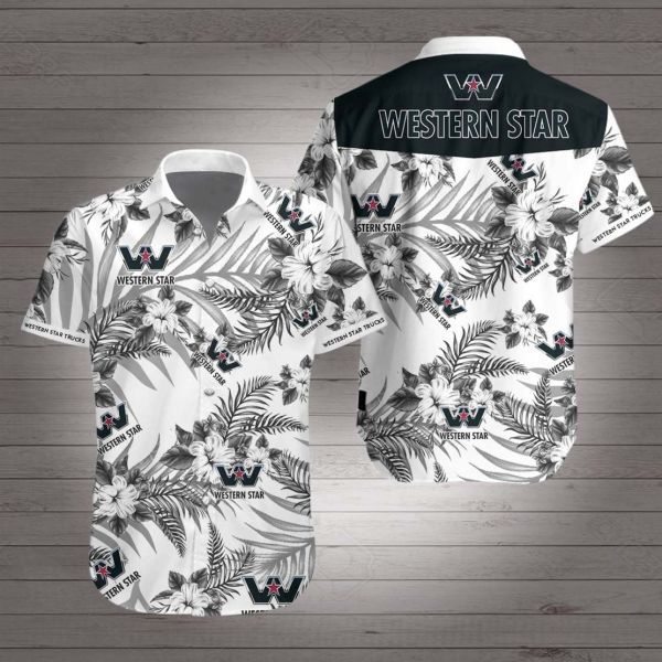 Western Star Hawaiian Aloha Shirt Hawaiian Shorts Beach Short Sleeve{Size}