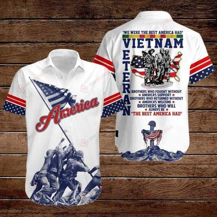 Veteran We Were The Best America Had Vietnam Veteran Hawaiian Aloha Aloha Shirts #V Hawaiian Shorts Beach Short Sleeve{Size}