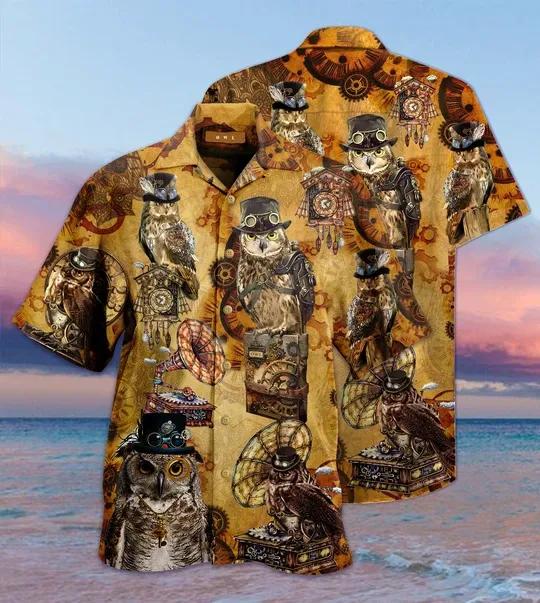 Wisdom Owls Hawaiian Aloha Shirt Unisex Shorts Sleeve Colorful Hw1722 Hawaiian Shorts Beach Short Sleeve{Size}