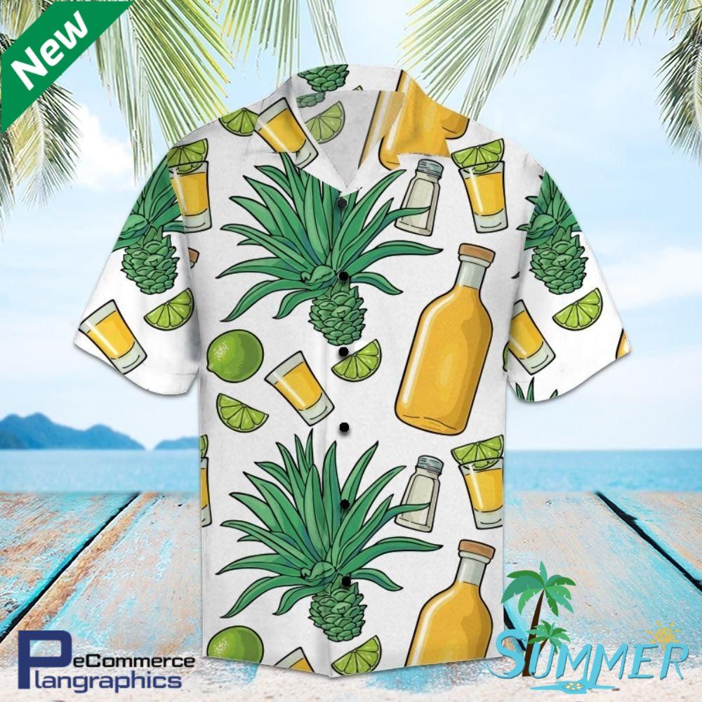 Tequila Aop Hawaiian Aloha Shirt Hawaiian Shorts Beach Short Shirt Button-Up T-Shirt{Size}