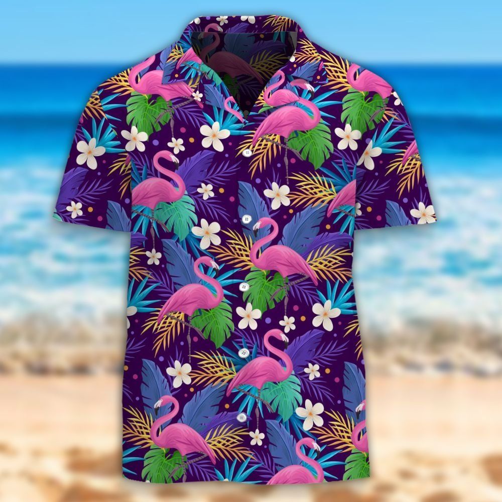 Tropical Flamingo Hawaiian Aloha Shirt Hawaiian Shorts Beach Short Shirt{Size}