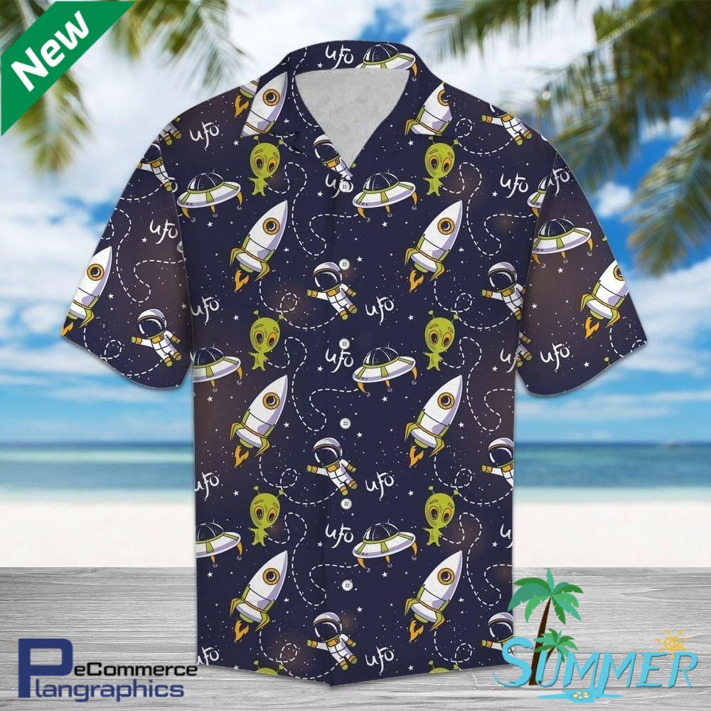 Ufo Aop Hawaiian Aloha Shirt Hawaiian Shorts Beach Short Shirt{Size}