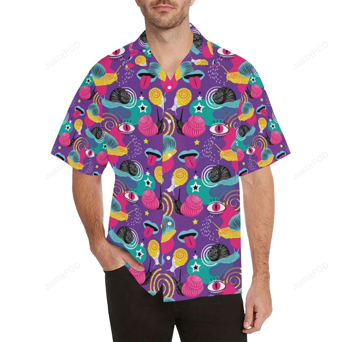 Snail Pattern Print Design 02 Menâs All Over Print Hawaiian Shirt (model T58){Size}