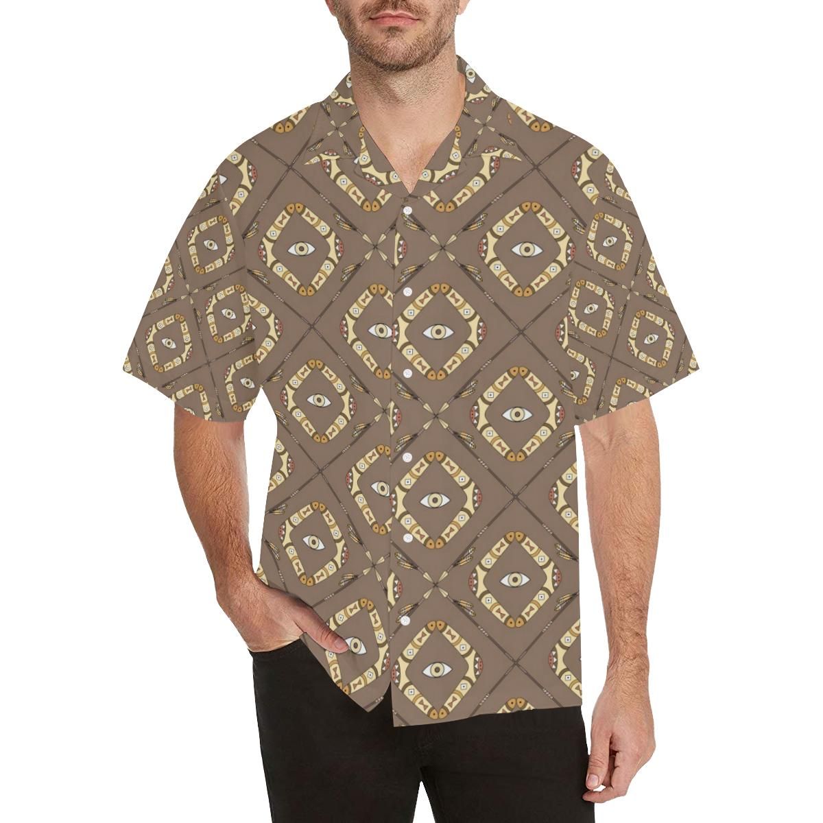 Traditional Boomerang Aboriginal Pattern Menâs All Over Print Hawaiian Shirt{Size}