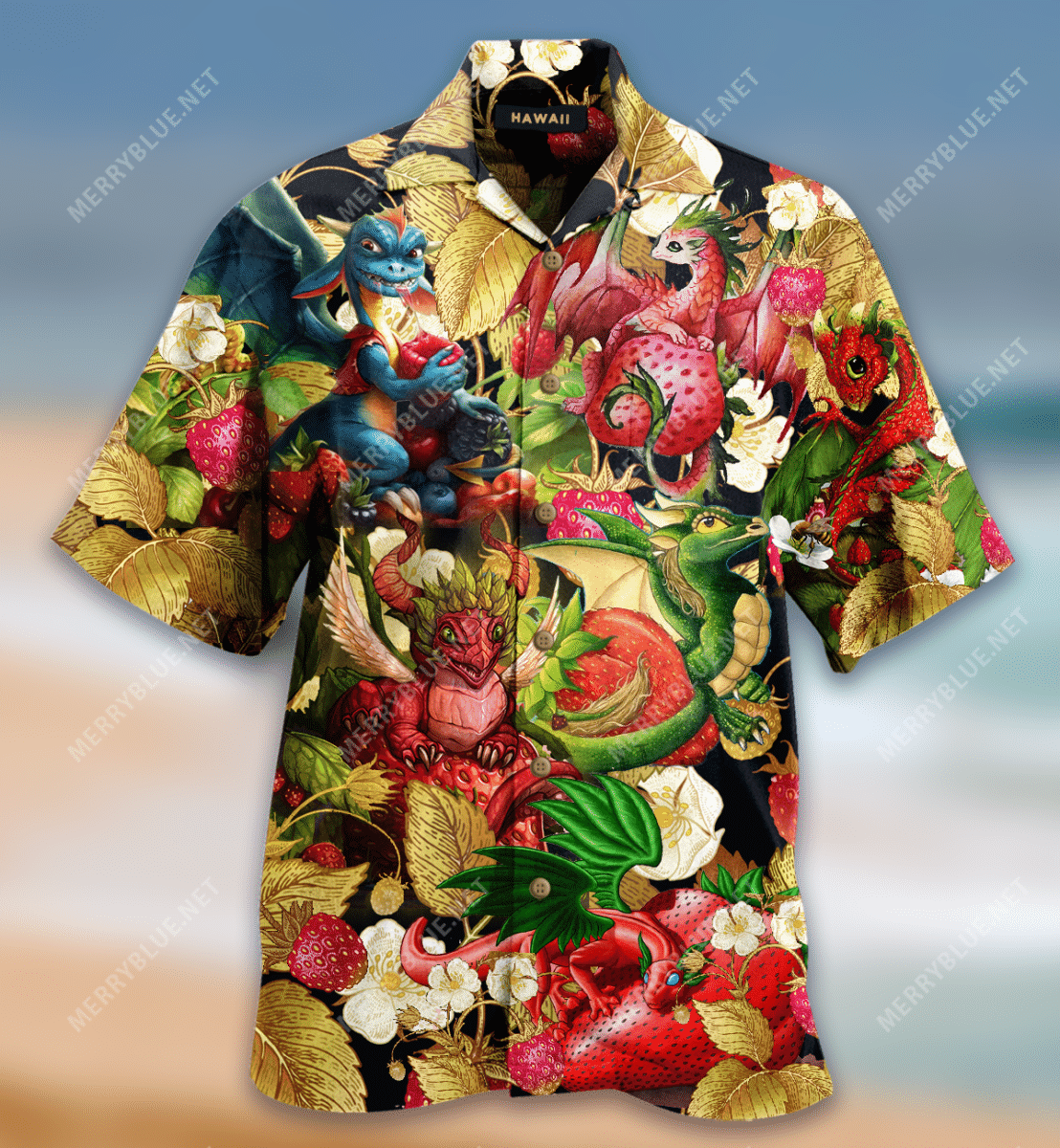 Strawberry Dragon Unisex Hawaiian Shirt{Size}