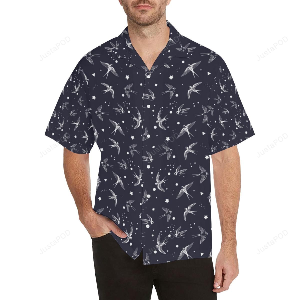 Swallow Pattern Print Design 02 Menâs All Over Print Hawaiian Shirt (model T58){Size}