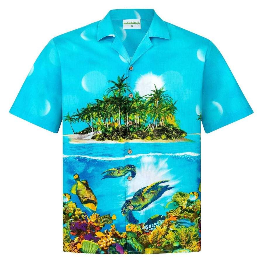 Tropical Turtle Island Hawaiian Aloha Shirts{Size}