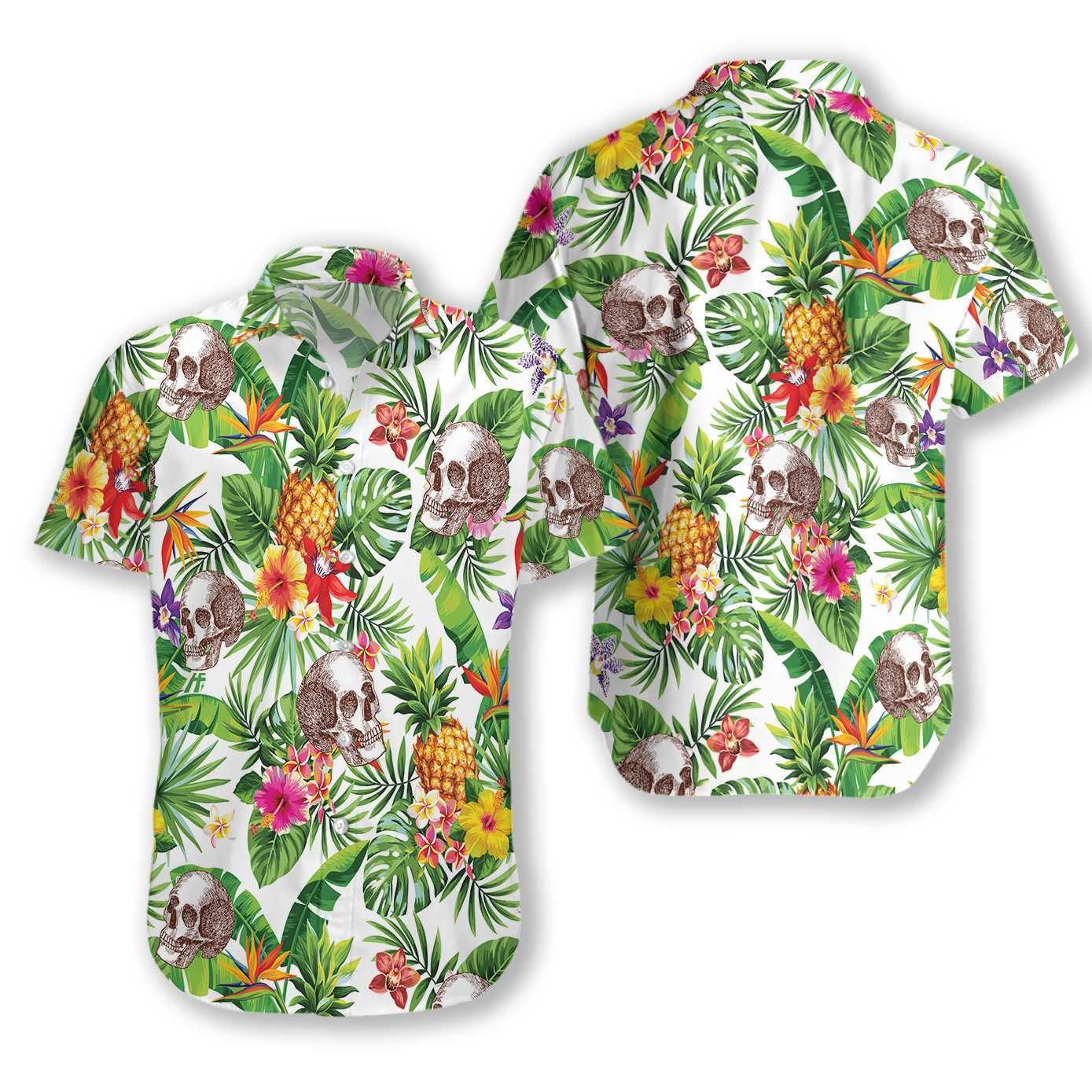 Tropical Pineapple And Skull Ez22 2810 Hawaiian Shirt{Size}