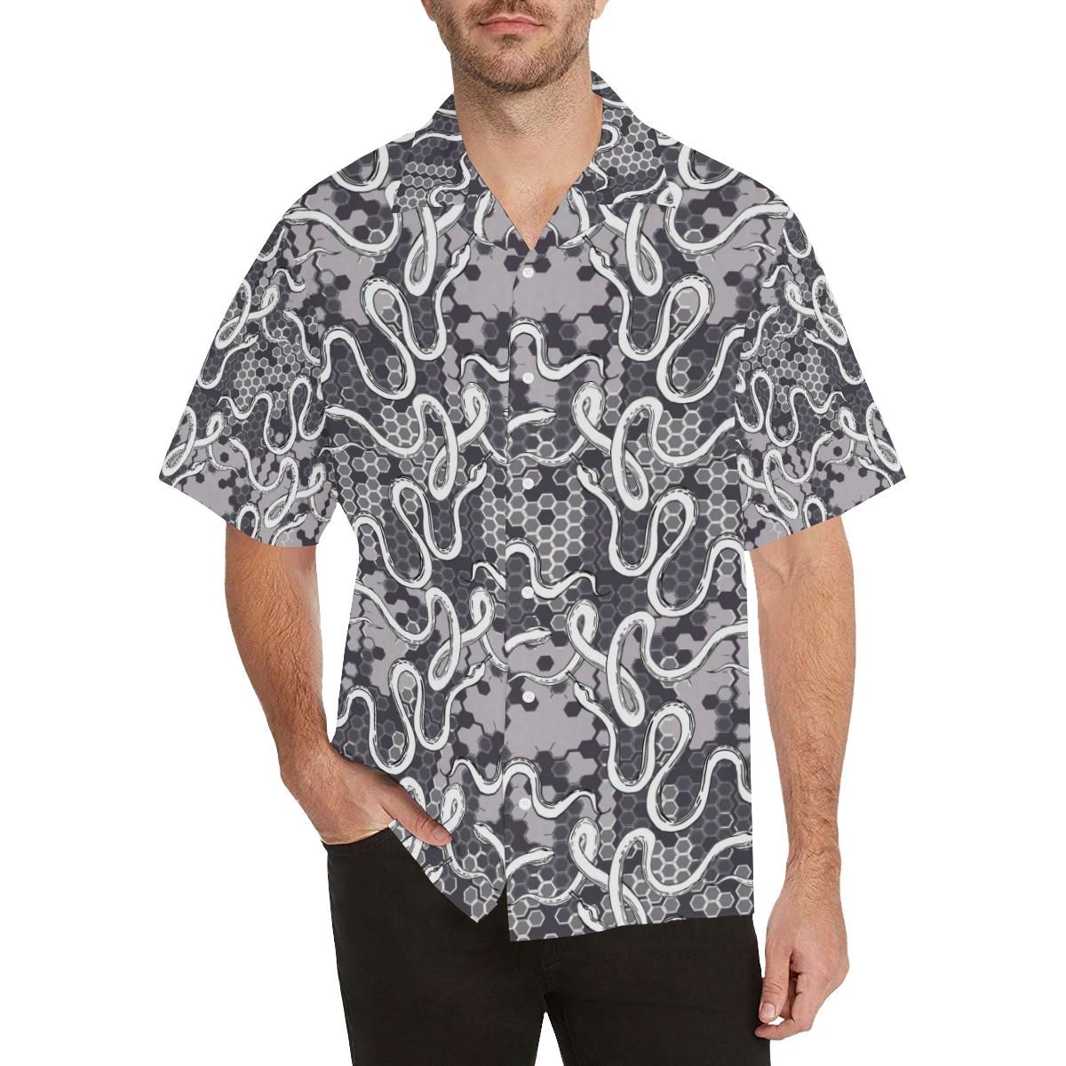 Snake Gray Pattern Men All Over Print Hawaiian Shirtsize