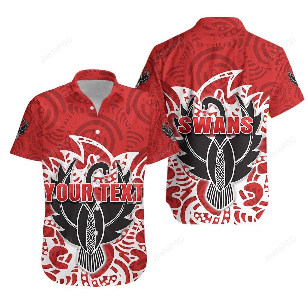 Sydney Hawaiian Shirt Simple Indigenous Swans K8{Size}