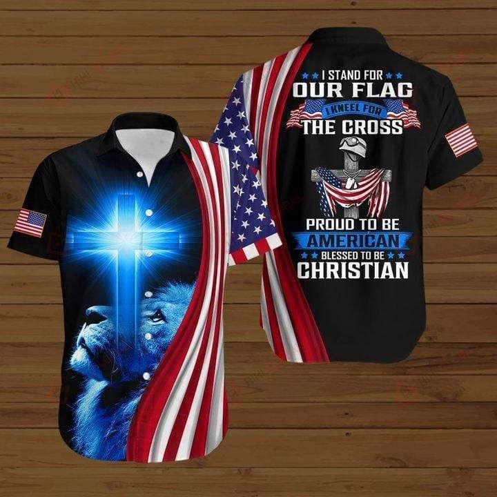 Veteran I Stand For Our Flag And Kneel For The Cross Christian Hawaiian Aloha Shirts #V{Size}