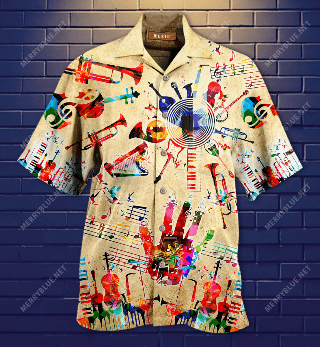 Vintage Musical Instrument Hawaiian Shirt{Size}