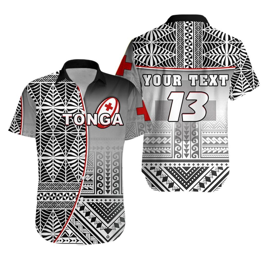 Tonga Rugby Hawaiian Shirt Impressive Version Black- Custom Text And Number K13{Size}