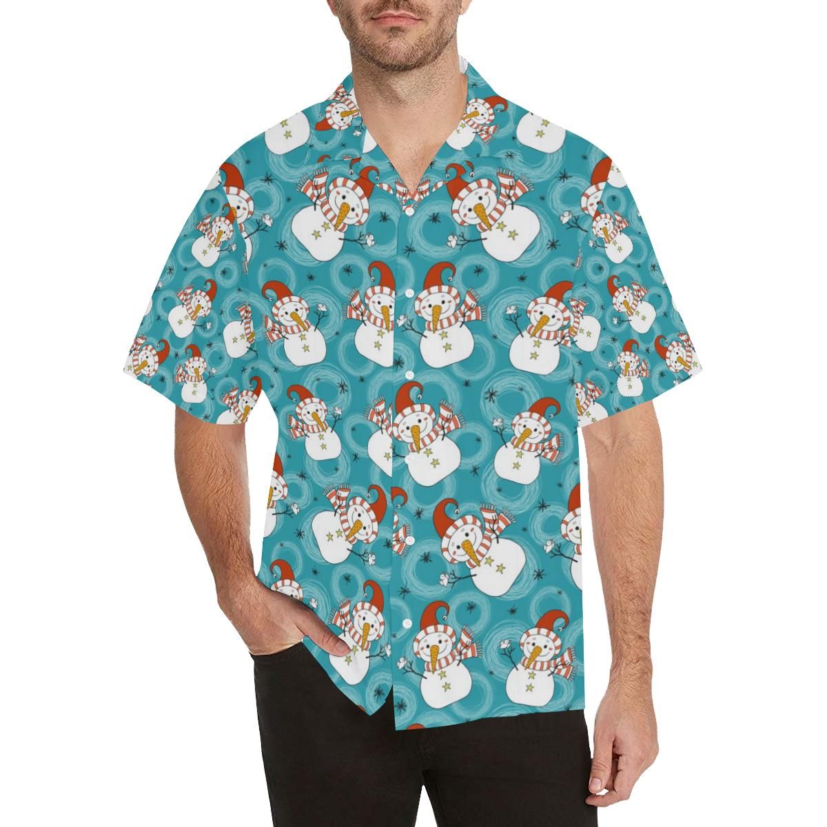 Snowman Chirstmas Pattern MenâS All Over Print Hawaiian Shirt{Size}