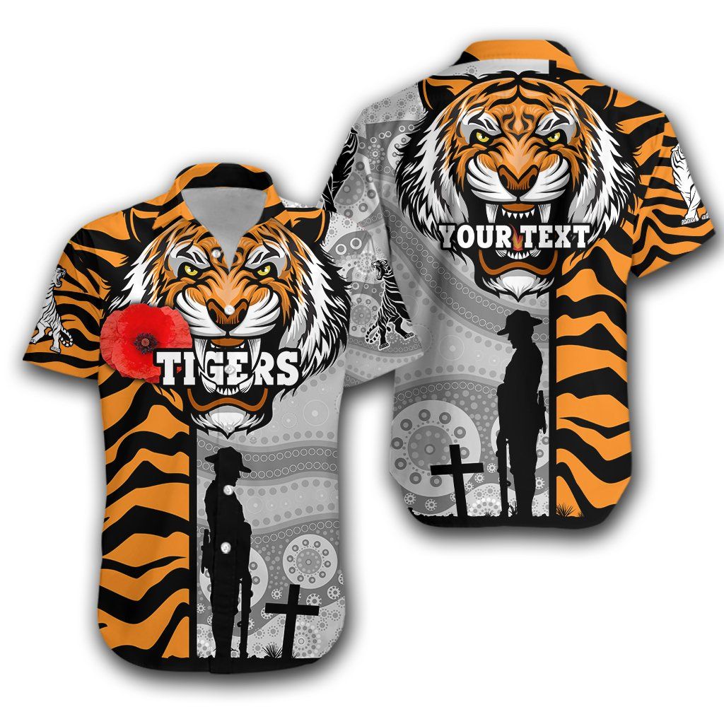 Tigers Hawaiian Shirt Wests Anzac Day Tiger Skin Style Th12{Size}