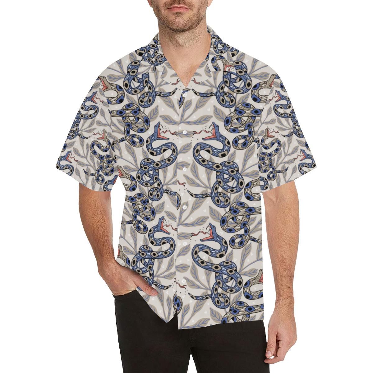 Snake Leaves Pattern MenâS All Over Print Hawaiian Shirt{Size}