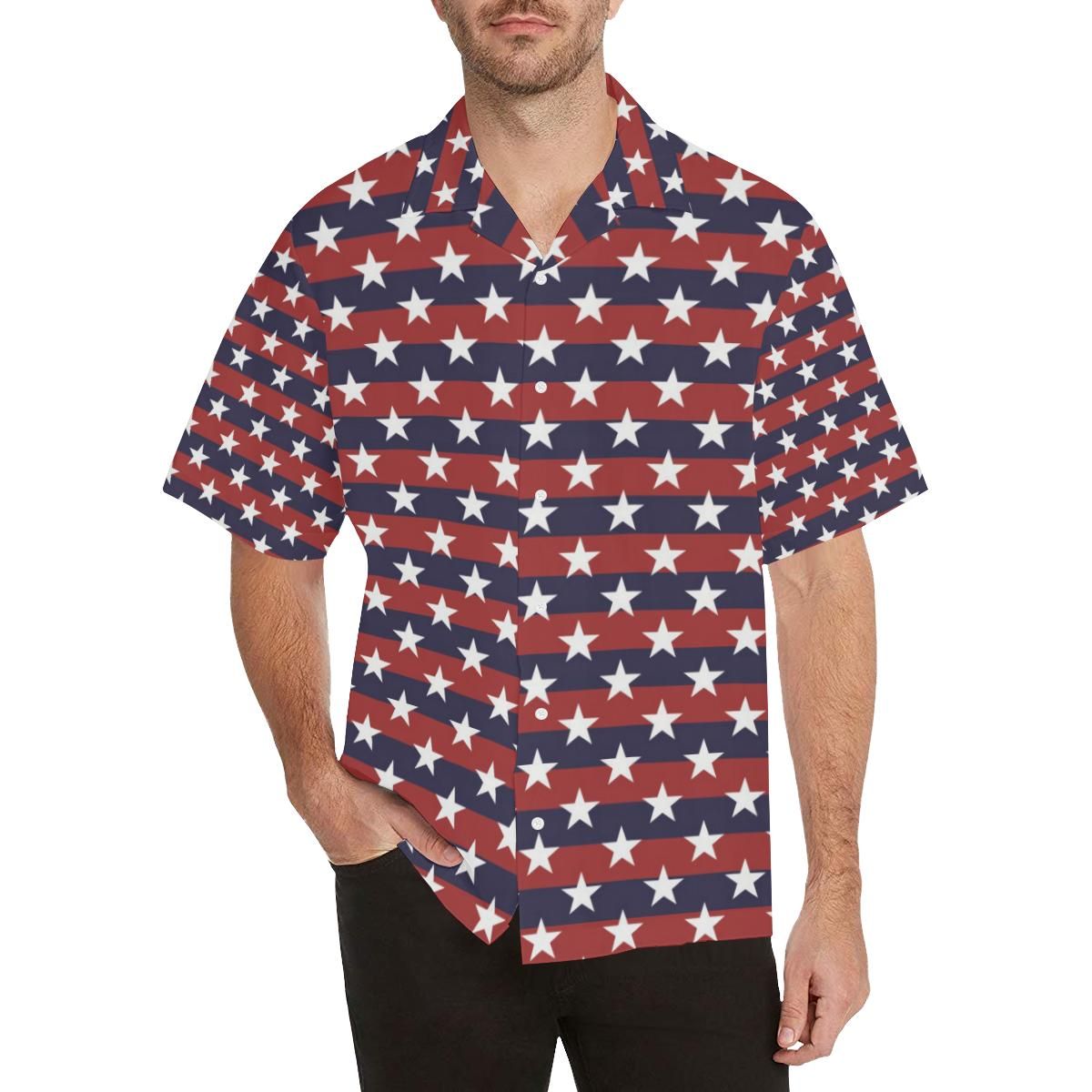 Usa Star Pattern Background MenâS All Over Print Hawaiian Shirt{Size}