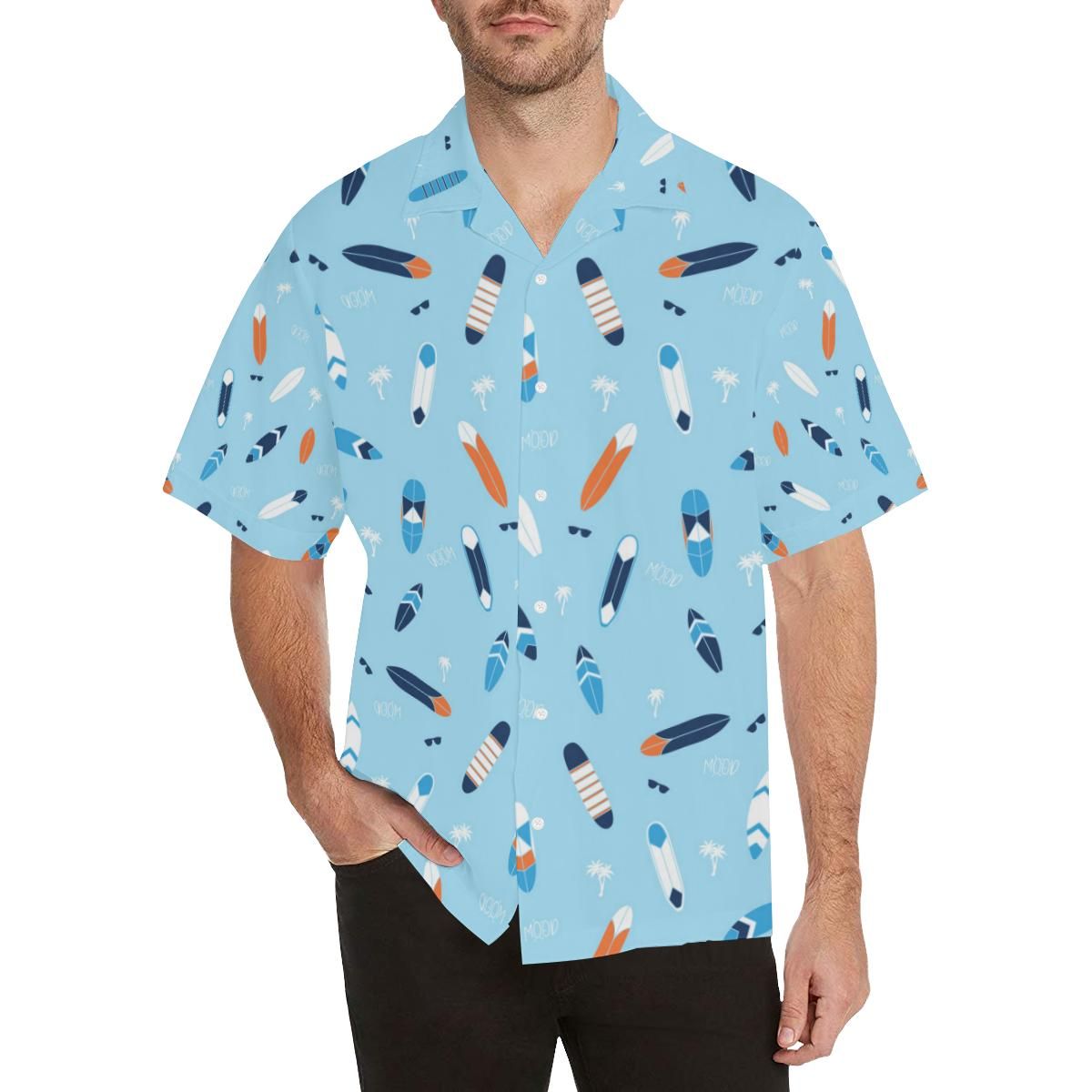 Surfboard Pattern Print Design 05 MenâS All Over Print Hawaiian Shirt (Model T58){Size}