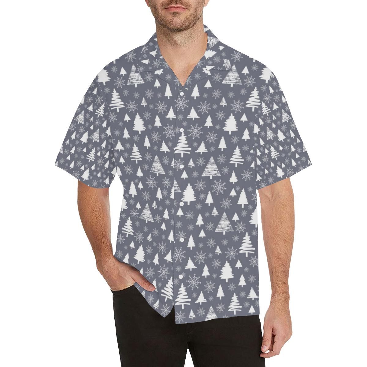 Snowflake Chirstmas Pattern MenâS All Over Print Hawaiian Shirt{Size}