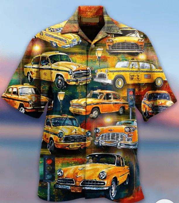 Yellow Car Vintage Aloha Hawaiian Shirts #H{Size}