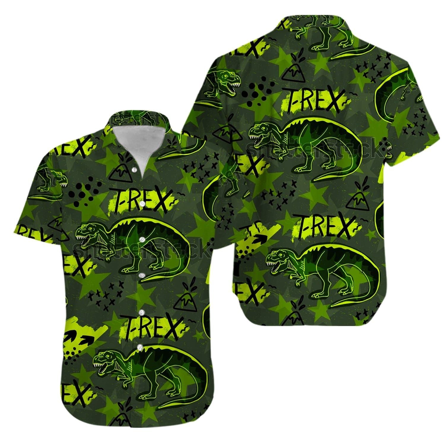 T-Rex Green Hawaiian Shirts #Kv{Size}