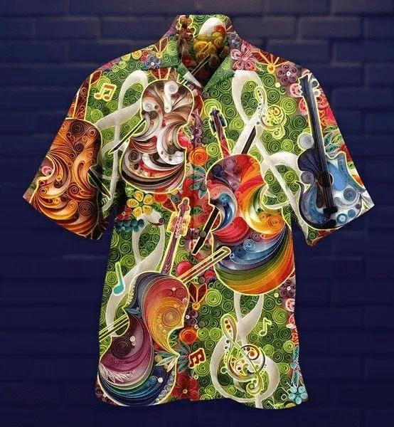 The Soul Of Music Is Violin Hawaiian Aloha Shirts #Dh{Size}