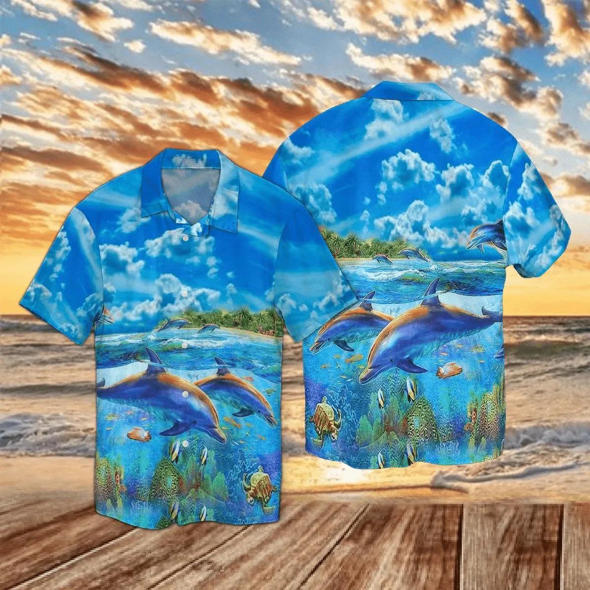 Two Dolphins Under The Sea Hawaiian Shirts #Dh{Size}