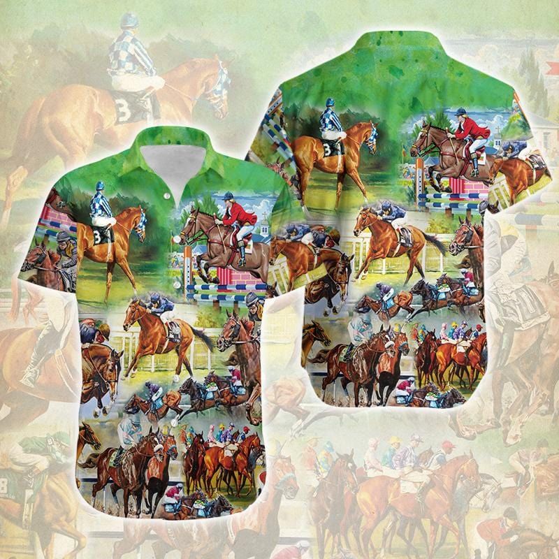 The Horse Race Is Beautiful Picture Hawaiian Shirts #Dh{Size}