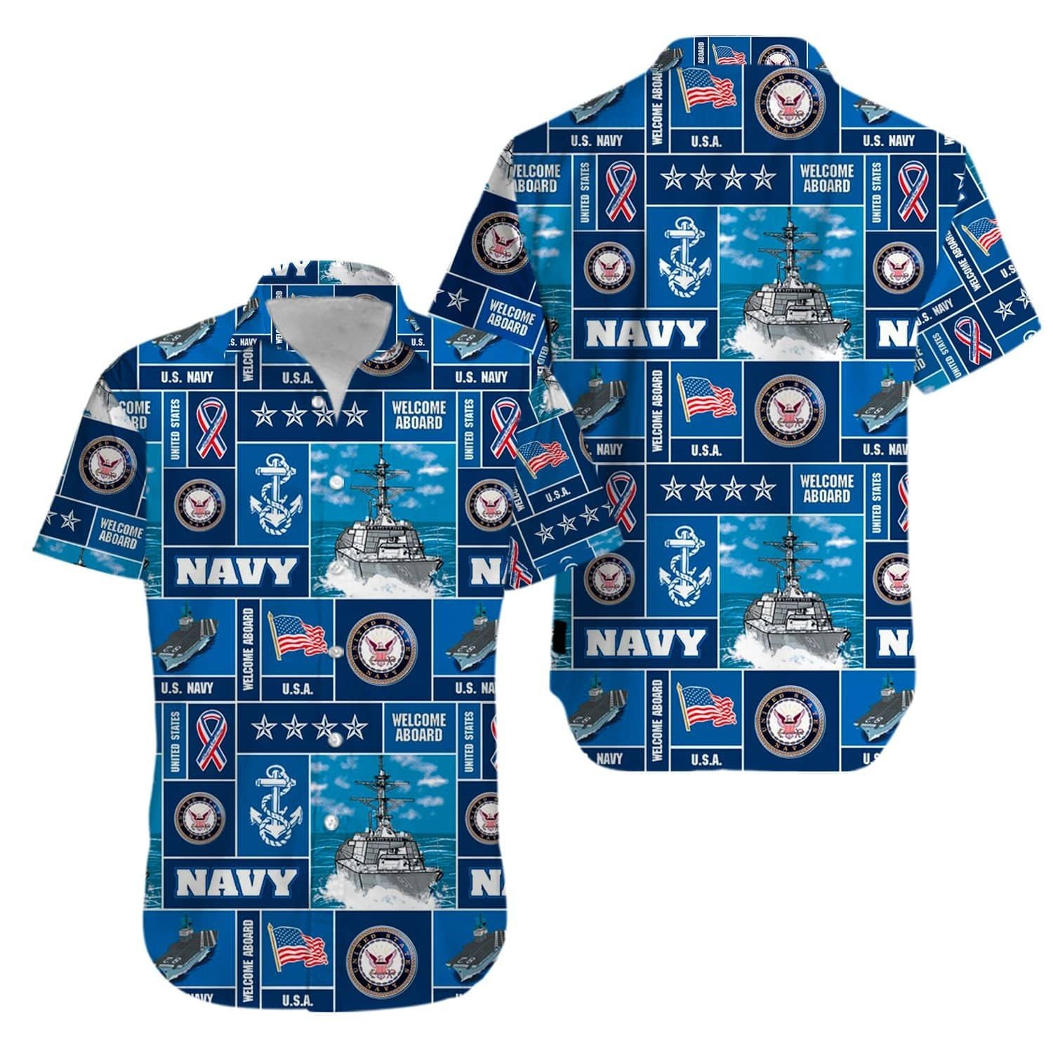 Veteran Soldier Us Navy Welcome To Aboard Hawaiian Shirts #Kv{Size}