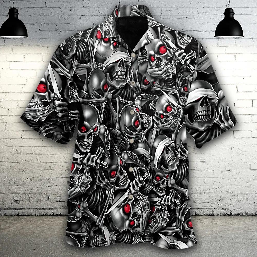 Skull With Red Eyes Hawaiian Aloha Shirts #Dh{Size}