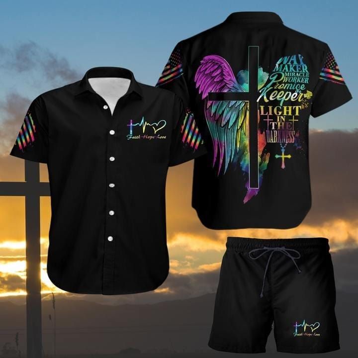 Way Maker Miracle And Faith Hope Love Hawaiian Shirts Or Shorts #H{Size}