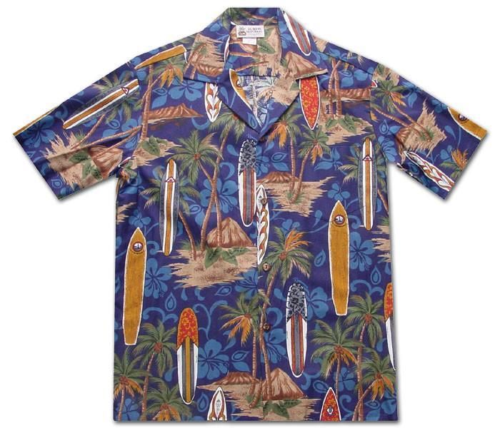 Surfboard Psyche Navy Hawaiian Shirt{Size}