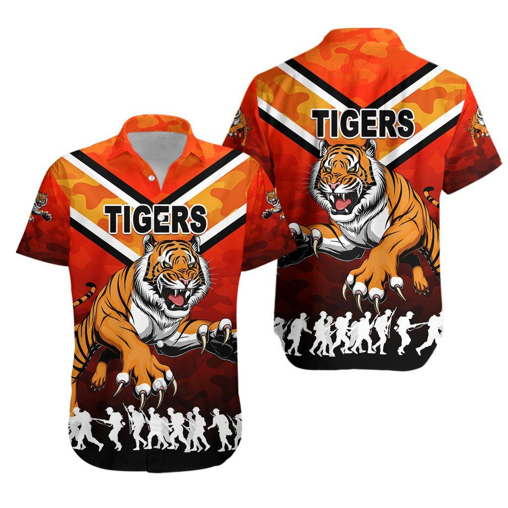 Wests Hawaiian Shirt Tigers Anzac Vibes K8{Size}